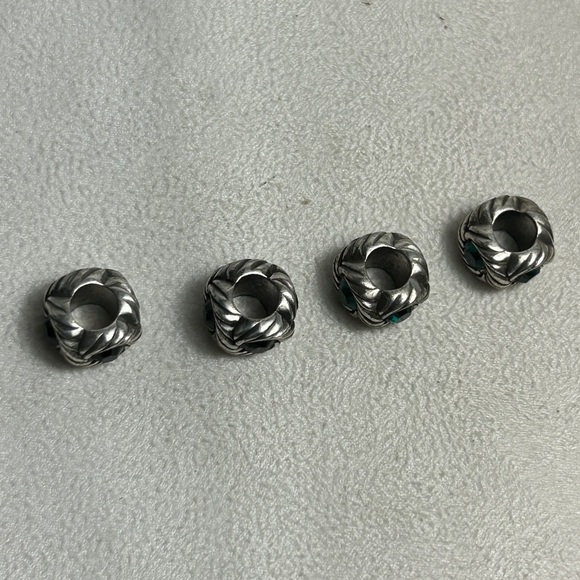 Brighton Razzle Dazzle Crystal Beads Spacer Lot of 4; Green Black Silver Plated - Picture 4 of 13